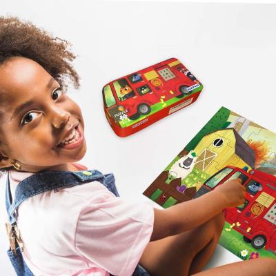 China Cartoon Toy Educational Kids Toys 3d Puzzle 24 Pieces Large Fire Truck Jigsaw Puzzles Develop Brain Learning Games Puzzle for sale