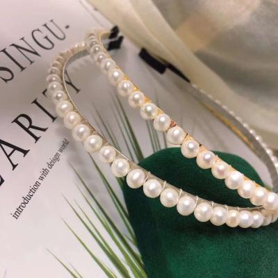 China Near-round hand-injury luminous freshwater headband Korean PEARL explosive 5-6MM pearl star with the same headband for sale