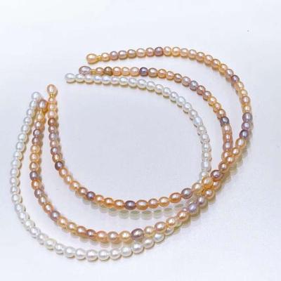 China Optional new pearl PEARL freshwater color 5-6MM rice-shaped exclusive retro headband for sale