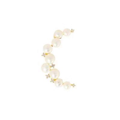 China PEARL Natural Pearl Zircon Star and Moon Brooch Women's Exquisite Inlaid Pearl Brooch for sale