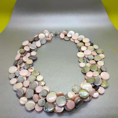 China Two Size Factory Direct Sale FASHIONABLE Five Rows Round Shell Color Pearl Shell Necklace Mixed Freshwater Color Can Be Customized for sale