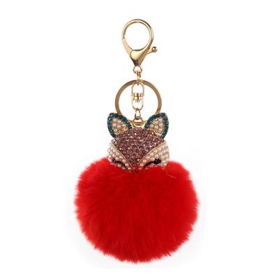 China Diamond Pompom Keychain Fox Female Metal Environmental Protection SanCarlo Chaveiro Cavity Key Chain Keychain for sale