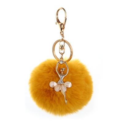 China 2021 Environmental Protection Bunny Keychain Bulk Plush Big Fluffy Fluffy Fluffy Keychain Spot Key Chain With Dancing Girl for sale