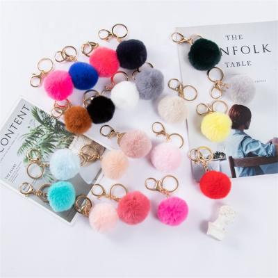 China Key chain pendant ball p cutting key chain wallet environmental protection fur key chain handbag high quality colorful decoration luggage for sale