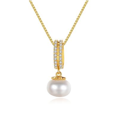 China Real 925 Sterling Silver Fresh Water Pearl TRENDY New Arrival YINSAKI Necklace 18K Gold Plated Zircon Necklaces Gift for sale