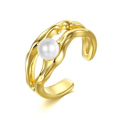 China OEM ODM YINSAKI FASHIONABLE ODM YINSAKI Silver Resizable Ring 925 Adjustable Pearl 18K Gold Plated Custom Jewelry for sale