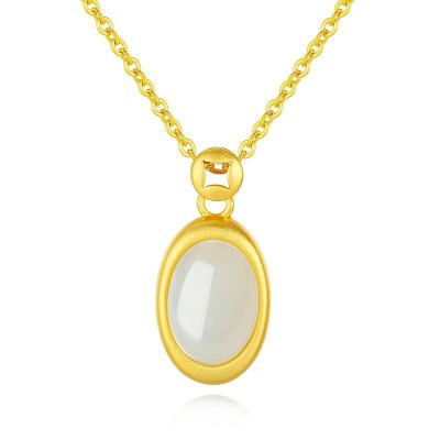 China YINSAKI S925 Inlay Hetian Jade 22k Silver White Gold Plated Necklace For Mother's Day Girl Lady Women for sale