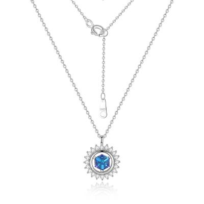 China FASHIONABLE YINSAKI 925 Sterling Silver Minimalist Necklace 18K Crystal Pendant Sun Necklace rhodium plated for sale