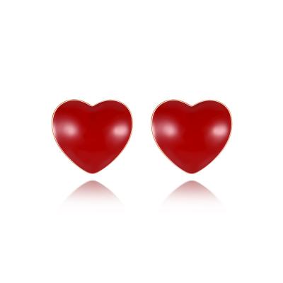 China TRENDY Fashion 18K White Gold Plated YINSAKI Minimalist 925 Sterling Silver Heart Enamel Stud Earrings for sale