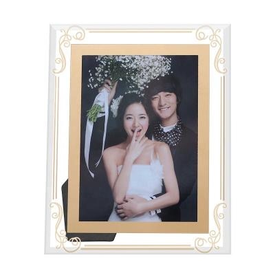 China European\Modern\Middle East\Africa crystal glass photo frame for table desk decorating a4 certificate crystal glass diploma photo frame glass with flower pattern for sale