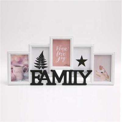 China Europe Amazon Fashion 5-Opening Collage Picture Frame Family Wall 3D Durable Collage Photo Frame Set Portafotos for sale