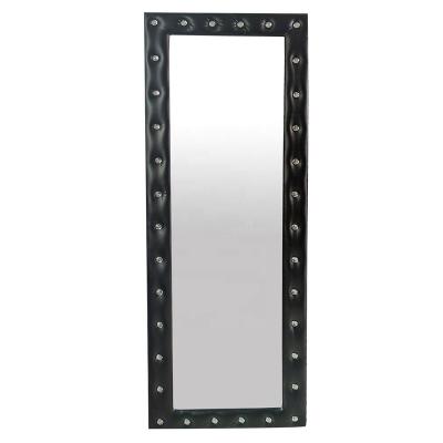 China Minimalist Glam Mirrors Wrapped In Leather Mirror Full Length Larger Vanity Vintage PU Large Mirror For Wall for sale