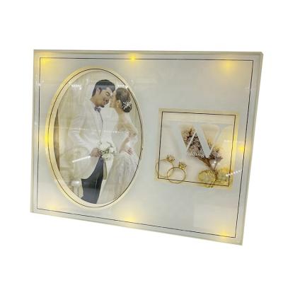 China Wholesale Morden Fashion LED Photo Frame Crystal Sublimation Glass Picture Frames Led Light Photo Frame As Memorial Gifts Frame for sale