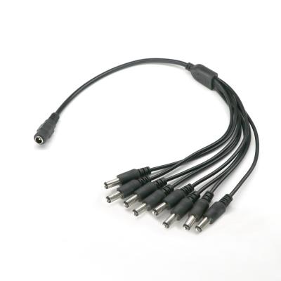 China FSATECH CCTV Black 5.5x2.1mm 1 to 8 F/M 24V DC Power Jack Splitter Cable for CCTV Camera for sale