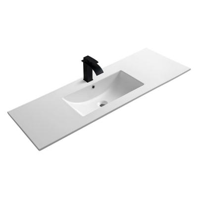 China Modern Competitive No Hole Countertop Rectangular Ceramic Art Basin In Cheap Price for sale