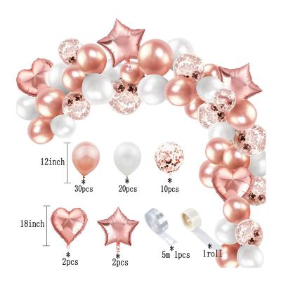 China Latex Amazon Foil Rose Gold 66 Pieces Set Love Confetti Aluminum Balloon Birthday Party Decoration Wedding Five Star Layout for sale