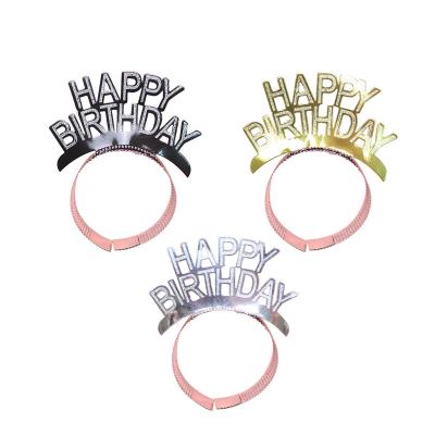 China Creative Hot Sale Children's Happy Birthday Letter Birthday Hat Dress Headband Adult Birthday Party Hat Foil Paper for sale