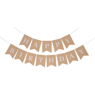 China New Birthday Party Decoration Atmosphere Paper Layout Supplies Wrapping Paper Letters Banner Happy Birthday Fishtail Pull Flag Senator for sale