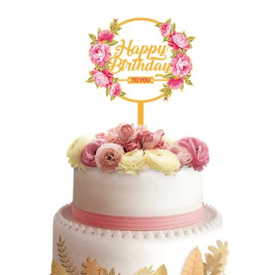 China New Birthday Cake Ins Style Color Draw Flower Party Cake Dessert Decoration Acrylic Spoon Topper for sale