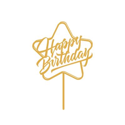 China Factory wholesale baking topper gold birthday cake topper double mirror acrylic topper party for sale