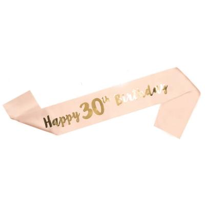 China Polyester Sash Birthday Queen Sash Rose Gold Glitter Happy Birthday Sash Party Supplies for sale