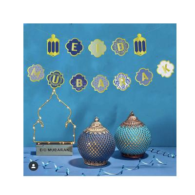 China Home Decorations New Eid Mubarak Decoration Muslim Party Ramadan Paper Eid Mubarak Paper Banner For Islamic for sale