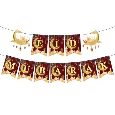 China Wholesale Muslim Eid Mubarak Eid Banner Balloon Cake Topper Ramadan Party Decoration Set For Hot Sale Latex Paper for sale