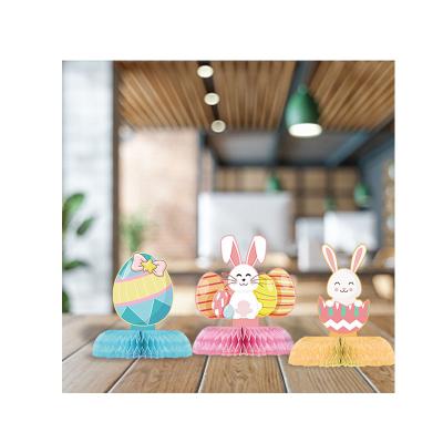 China New Easter Egg Bunny Paper Fan Honeycomb Paper Ball Ornaments Atmosphere Desktop Decorative Layout for sale