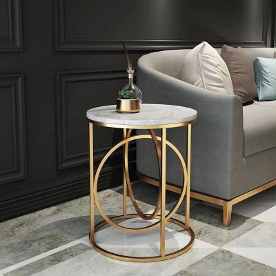 China Modern high quality custom made simple Nordic simple gold luxury balcony bedside products small tea table table for living room for sale