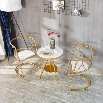 China Modern North-Europe Modern Upholstered Fabric Leisure Yarn Gold Metal Velvet Cafe Bar Chair for sale