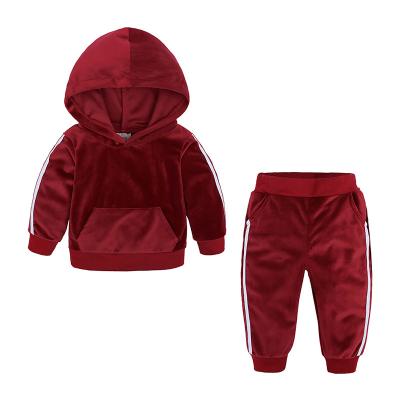 China Girls Casual Velor Baby Boy Clothing Set Kids Jacket Coat Hooded Pants Suit For Sports Suits Tracksuits Toddler Kids Clothing Sets for sale