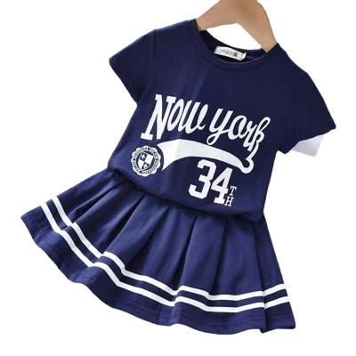 China Other Birthday Dress For 7 Years Baby Fashion College Girl Letter Printing Black Two Piece Set Girl Dresses for sale