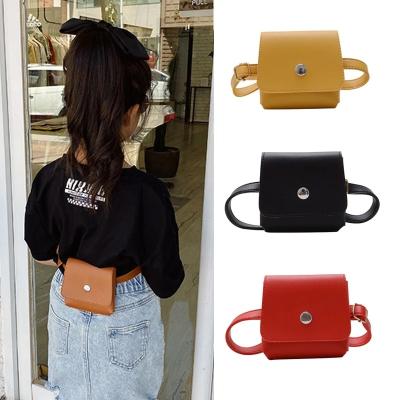 China Vintage Kids Leather Bag 2022 Cute Black Fanny Pack For Boy Girl Small Waist Packs Baby Waist Packs Pouch Box Kids Belt Chest Bag Wallet for sale