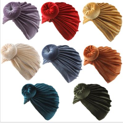 China New Arrival Baby Fashion Velvet Turban Striped Newborn Baby Headband African Head Turbans for sale