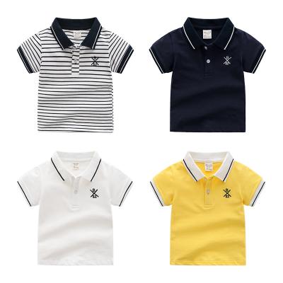 China Korean style children's shirt casual short sleeve fashionable striped lapel children's short sleeve viable children's casual style for sale