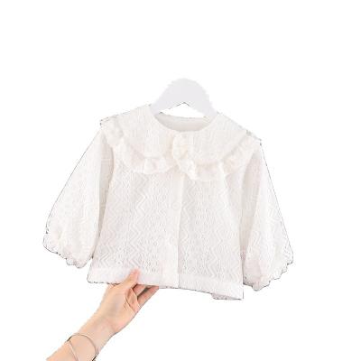 China Children's spring Korean edition of the girls' wear of the baby lace shirt children's princess Long Sleeve White breathable cardigan shirt for sale