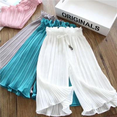 China QUICK DRY summer wide leg teenage pants thin chiffon pants kids loose pleated fashion baby pants for sale