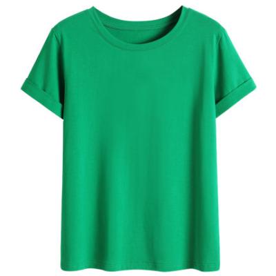 China Summer Cotton Ladies Pima Cotton Solid Color Breathable Top For Girl Clothing Supplier Women O-collar Breathable Quick Dry Shirt for sale