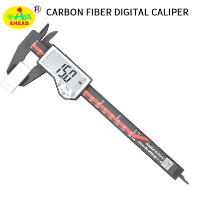 China Carbon Fiber 150mm LCD Large Screen Digital Electronic Carbon Fiber Vernier Caliper 6 Inch Gauge Micrometer Measuring Tool for sale