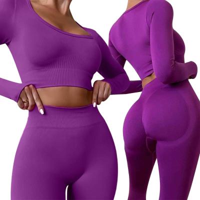 China Winter Antibacterial Yoga Wear European and American Breathable Hip-lifting Seamless Tight-fitting Sports Fitness Suit Yoga Wear Women for sale