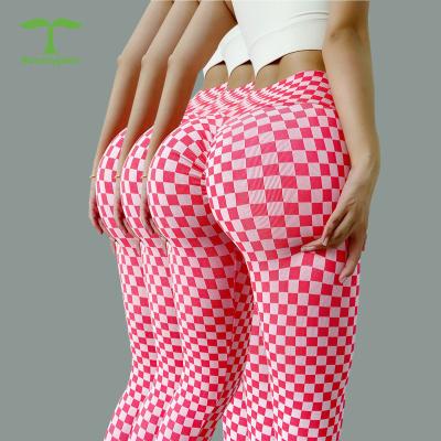 China Breathable Seamless High Waisted Workout Lattice Plaid Butt Gaiters Crac! crack! butt lifting high height for sale