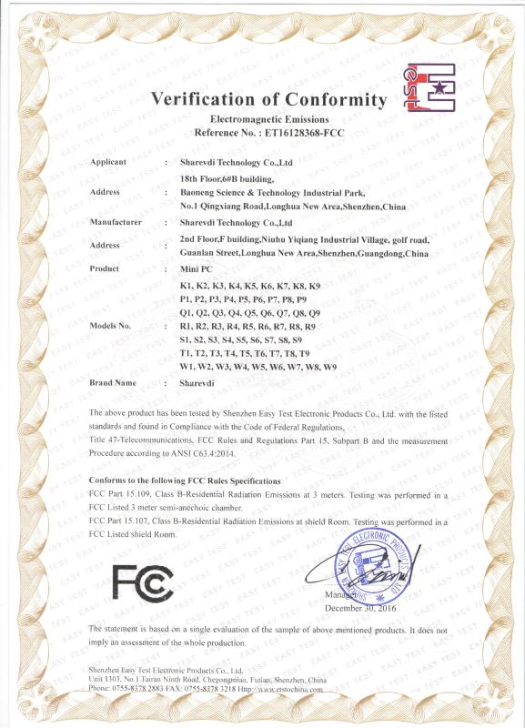 FCC - Shenzhen Sharevdi Technology Company Limited