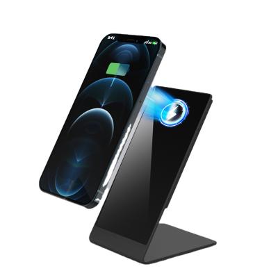 China Qi Shape 15W 2 in 1 Magnetic Wireless Charger Magic Mobile Stand for iPhone 12 Phones Radio USB-C Charging Stand for sale