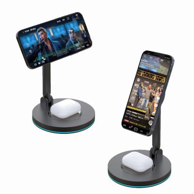 China Qi 15W Magnetic 2 in 1 Wireless Charger Pad Holder for Samsung Lightweight Wireless Charger Portable for sale