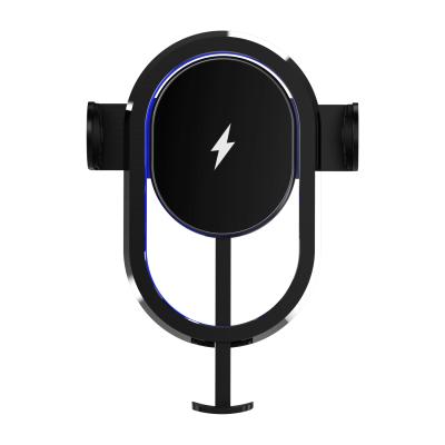 China Qi 15W Auto Fix Wireless Mobile Charger For Type C 15 Watt Bulb Light Car Magnetic Floating Glass Wireless Charger for sale