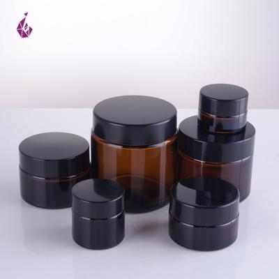 China Personal Care Slimming Foundation Amber Cosmetic Cream Container Glass Cream Packaging Jar For Pills for sale