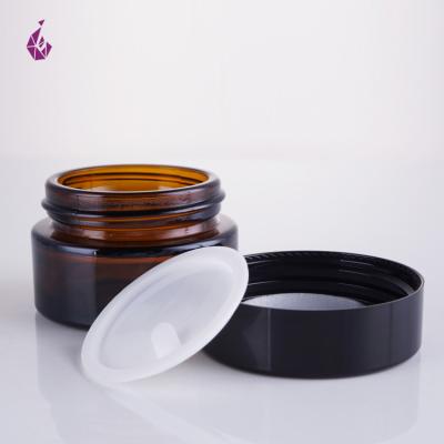 China Personal Care Eco Skin Care Set Lotion Jar Body Butter Amber Glass Cosmetic Containers Airless for sale