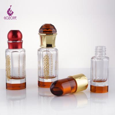 China Customized Unique LOGO 6ml Attar Glass Oud Essential Oil Cosmetic Empty Perfume Bottles for sale