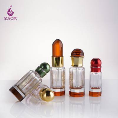 China 6ml 12ml Small Cosmetic Octagonal Glass Stick Refillable Polished Glass Arabic Crystal Empty Oil Perfume Bottles for sale