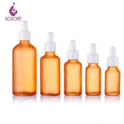 China Cosmetic Oblique Shoulder Essential Oil 20ml 30ml 50ml 100ml Frosted Glass Dropper Bottle for sale